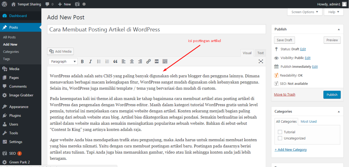 Cara Membuat Posting Artikel di WordPress dan Pengenalan ...