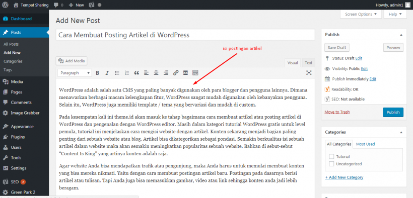 Cara Membuat Posting Artikel di WordPress dan Pengenalan dengan WordPress Editor â€“ Theme.id